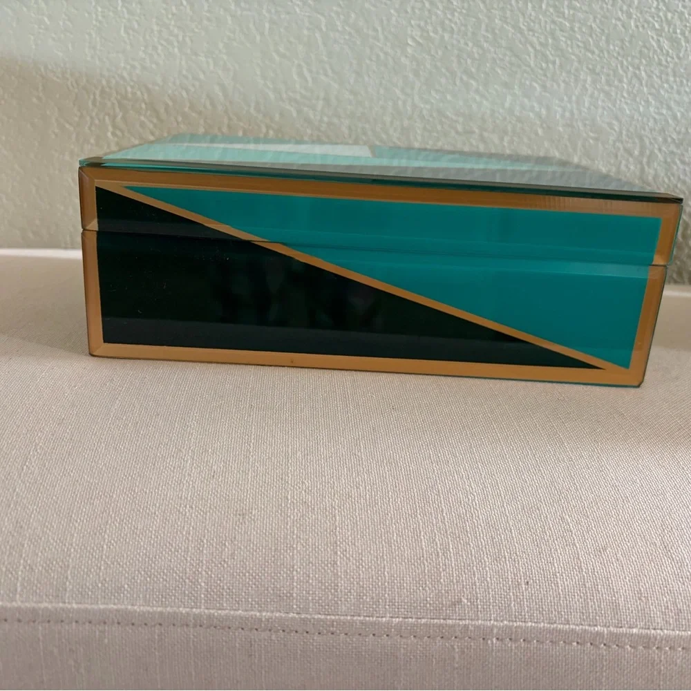 Sagebrook Home Decorative Glass/Wood Storage Box, LIKE NEW